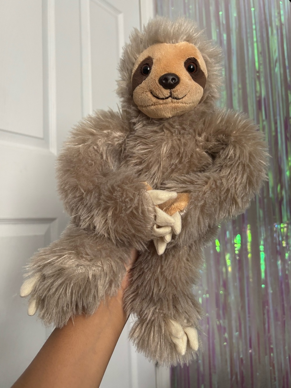 Fiesta Plush Cuddle 16 inch Sloth, Textured Ultra Soft Fur & Interlocking Hands